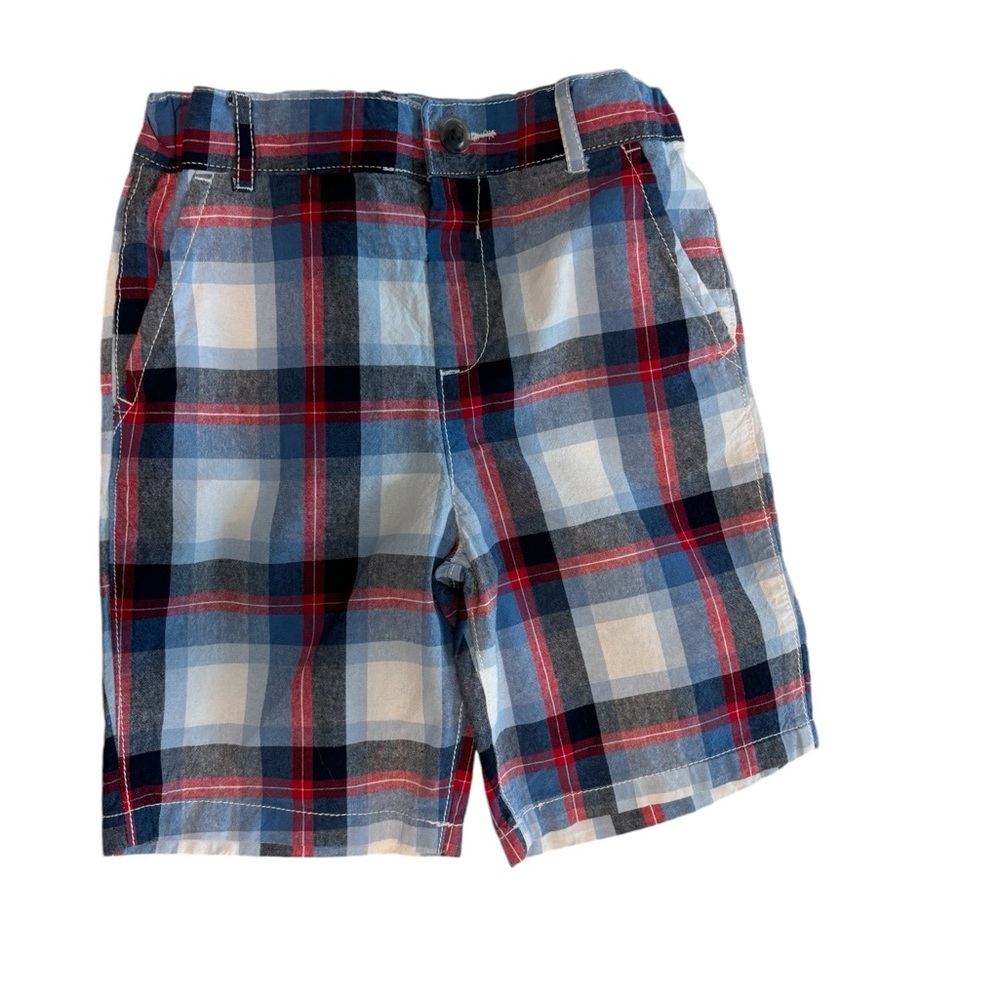 NWOT The Children's Place Toddler Boy Plaid Short Size 5T. Red/Blue  polo/casual